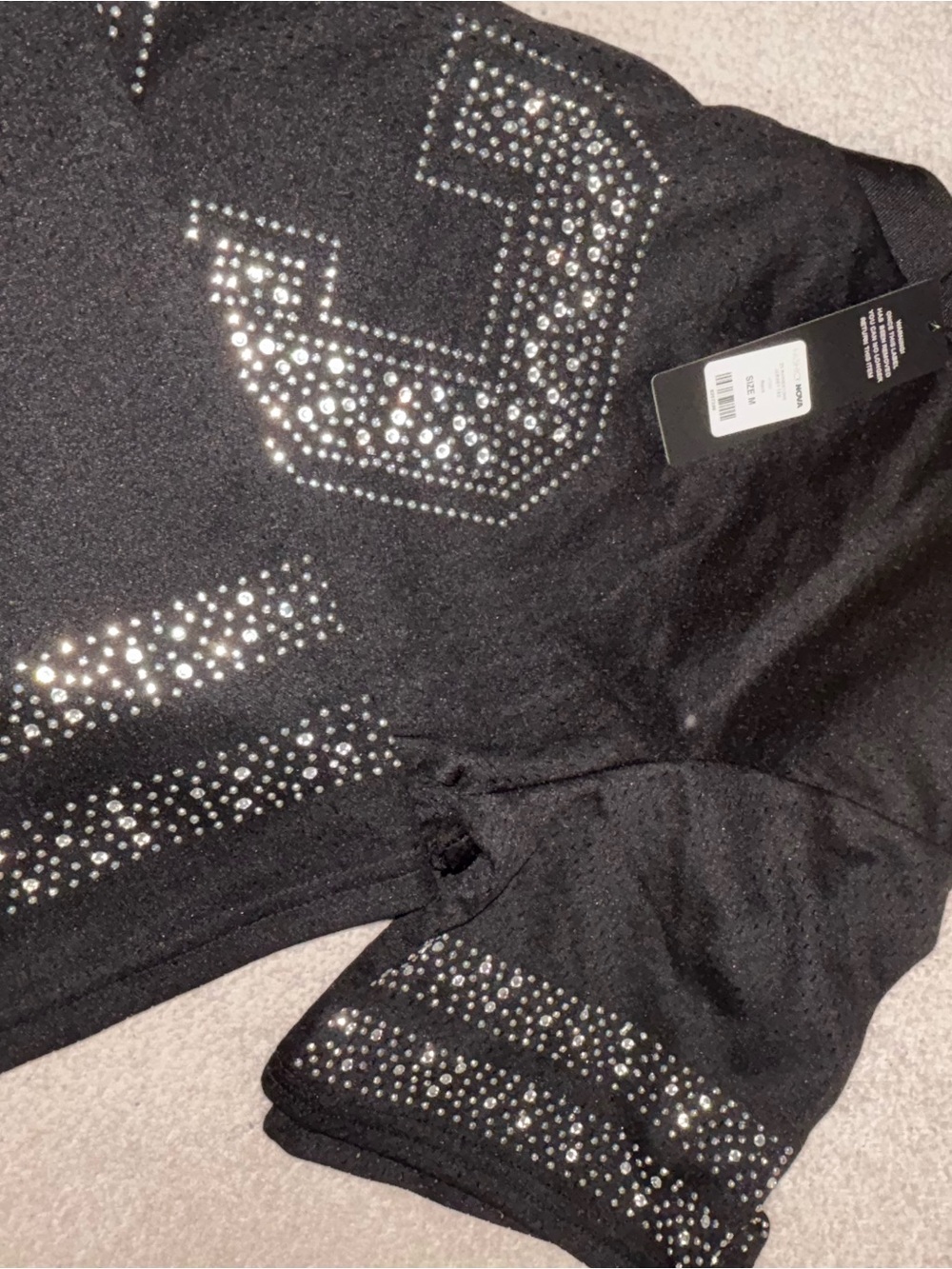 Fashion Nova Black Rhinestone '23 V-Neck Jersey - Picture 3 of 4